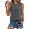 imageAUTOMET Womens Tank Tops Summer Sleeveless High Neck Casual Cute Basic Trendy Loose Crew Flowy Beach Shirt Vacation OutfitsGrey