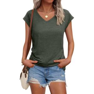 imageAUTOMET Summer Tops for Women T Shirts 2025 Beach Vacation Fashion Spring Dressy Business Casual Outfits Workout Boho ClothesArmygreen