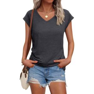 imageAUTOMET Summer Tops for Women T Shirts 2025 Beach Vacation Fashion Spring Dressy Business Casual Outfits Workout Boho ClothesBlackgrey