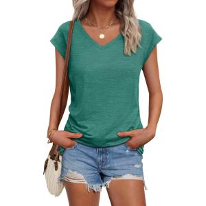 imageAUTOMET Summer Tops for Women T Shirts 2025 Beach Vacation Fashion Spring Dressy Business Casual Outfits Workout Boho ClothesLakegreen