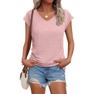 imageAUTOMET Summer Tops for Women T Shirts 2025 Beach Vacation Fashion Spring Dressy Business Casual Outfits Workout Boho ClothesLightpink