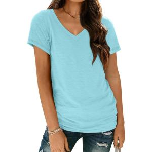 imageAUTOMET TShirts Short Sleeve V Neck Tees Tops for Women Fashion Trendy Lightweight Soft Casual Summer Outfits Clothes 2025Aqua
