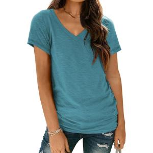 imageAUTOMET TShirts Short Sleeve V Neck Tees Tops for Women Fashion Trendy Lightweight Soft Casual Summer Outfits Clothes 2025Darkblue