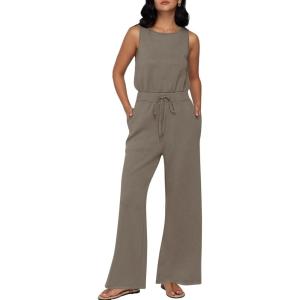 imageAUTOMET Womens Jumpsuits Dressy Summer Outfits Casual Sleeveless Wide Leg Long Pants Rompers Fashion ClothesCoffee Grey