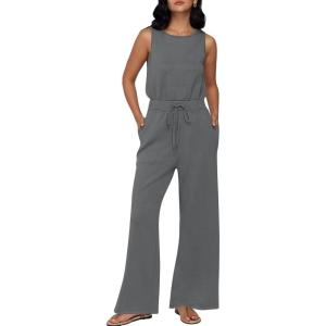 imageAUTOMET Womens Jumpsuits Dressy Summer Outfits Casual Sleeveless Wide Leg Long Pants Rompers Fashion ClothesDark Grey