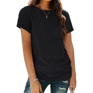 imageAUTOMET Womens Tops Business Casual Basic T Shirts Loose Fit Crewneck Short Sleeve Tee Summer Outfit Trendy Cute ClothesBlack