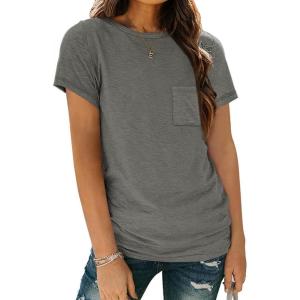 imageAUTOMET Womens Tops Business Casual Basic T Shirts Loose Fit Crewneck Short Sleeve Tee Summer Outfit Trendy Cute ClothesGrey
