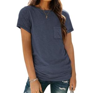 imageAUTOMET Womens Tops Business Casual Basic T Shirts Loose Fit Crewneck Short Sleeve Tee Summer Outfit Trendy Cute ClothesNavy