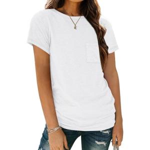 imageAUTOMET Womens Tops Business Casual Basic T Shirts Loose Fit Crewneck Short Sleeve Tee Summer Outfit Trendy Cute ClothesWhite