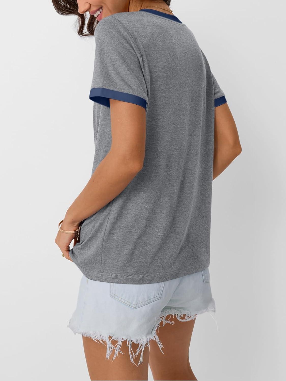 imageAUTOMET Womens Short Sleeve TShirts Summer Tops Casual Soft Tunic V Neck Basic Workout Clothes Spring Fashion Outfits 2025Bluegrey