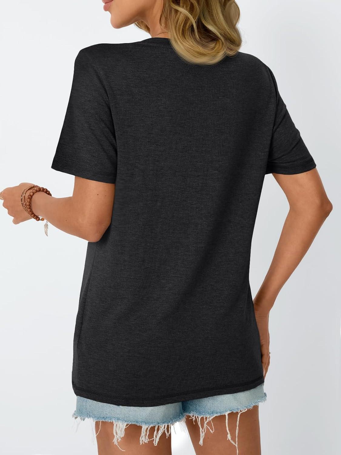 imageAUTOMET Womens Summer Short Sleeve Shirts Trendy TShirts Dressy Casual Blouses 2025 Crew Neck Tunic Beach Fashion TopsBlack