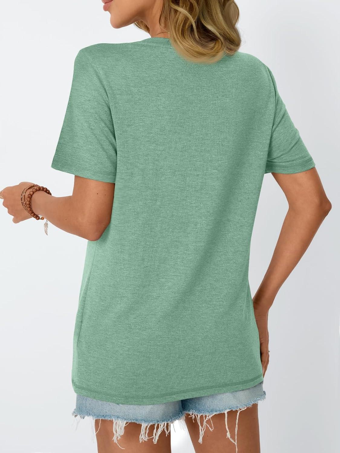 imageAUTOMET Womens Summer Short Sleeve Shirts Trendy TShirts Dressy Casual Blouses 2025 Crew Neck Tunic Beach Fashion TopsLightgreen