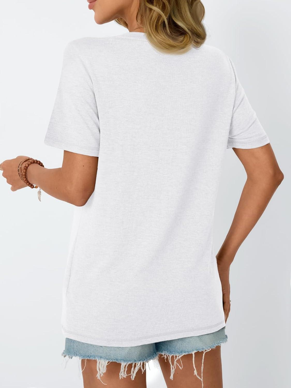 imageAUTOMET Womens Summer Short Sleeve Shirts Trendy TShirts Dressy Casual Blouses 2025 Crew Neck Tunic Beach Fashion TopsWhite