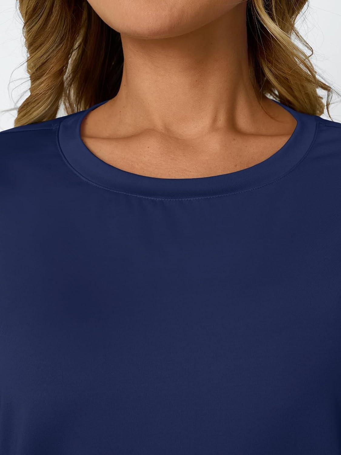 imageAUTOMET Womens Workout Tops Short Sleeve Gym Shirts Summer Athletic Yoga Tshirts Loose Fit Casual Clothes 2025Darkblue