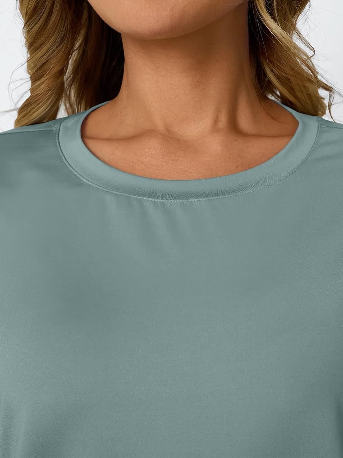imageAUTOMET Womens Workout Tops Short Sleeve Gym Shirts Summer Athletic Yoga Tshirts Loose Fit Casual Clothes 2025Greygreen