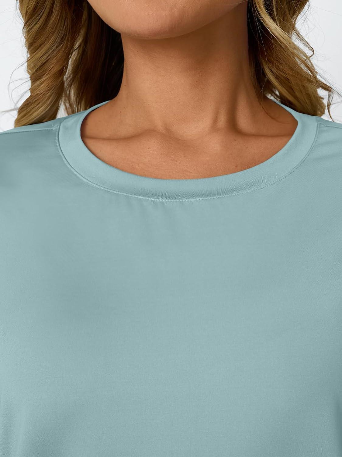 imageAUTOMET Womens Workout Tops Short Sleeve Gym Shirts Summer Athletic Yoga Tshirts Loose Fit Casual Clothes 2025Lakeblue