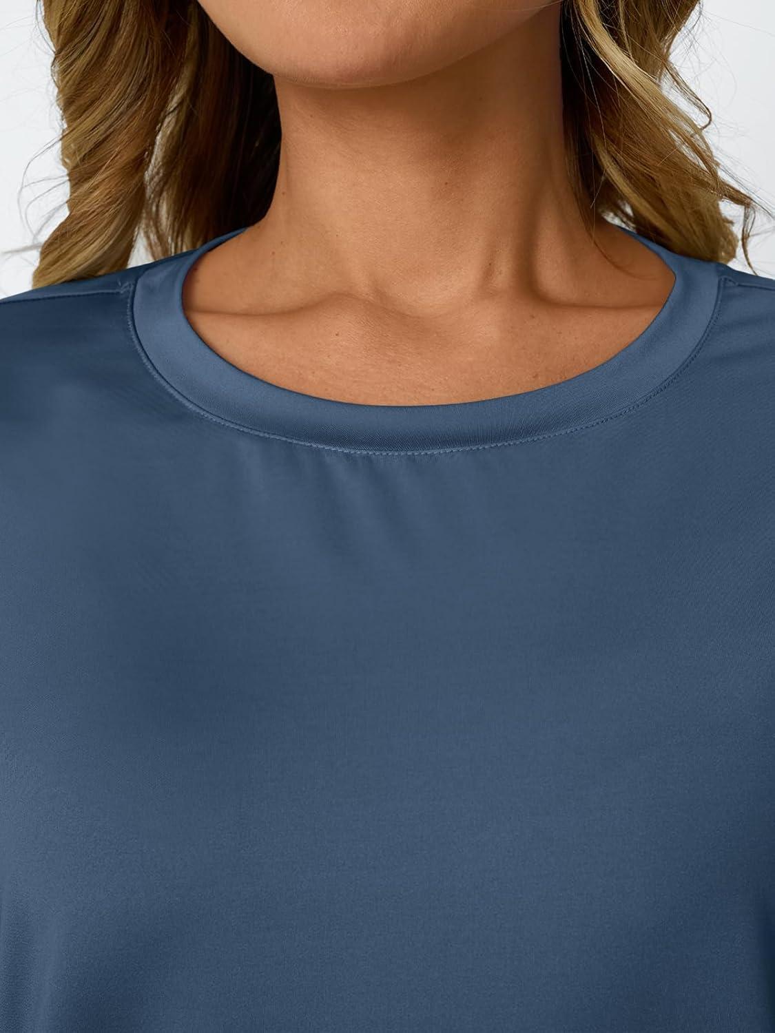 imageAUTOMET Womens Workout Tops Short Sleeve Gym Shirts Summer Athletic Yoga Tshirts Loose Fit Casual Clothes 2025Navy