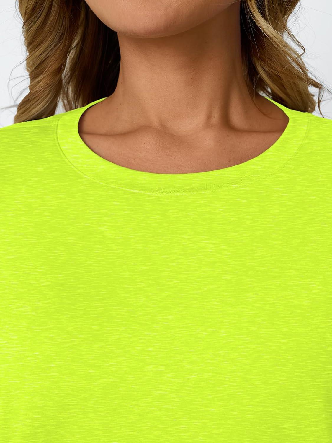 imageAUTOMET Womens Workout Tops Short Sleeve Gym Shirts Summer Athletic Yoga Tshirts Loose Fit Casual Clothes 2025Neongreen