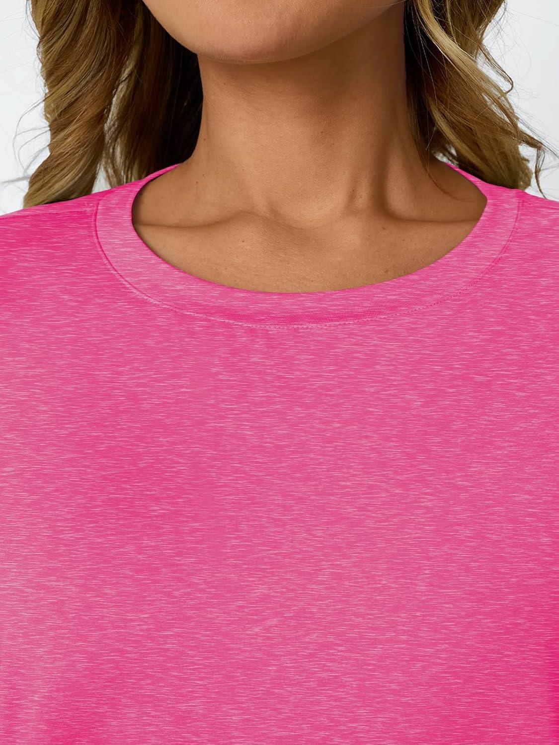 imageAUTOMET Womens Workout Tops Short Sleeve Gym Shirts Summer Athletic Yoga Tshirts Loose Fit Casual Clothes 2025Neonpink