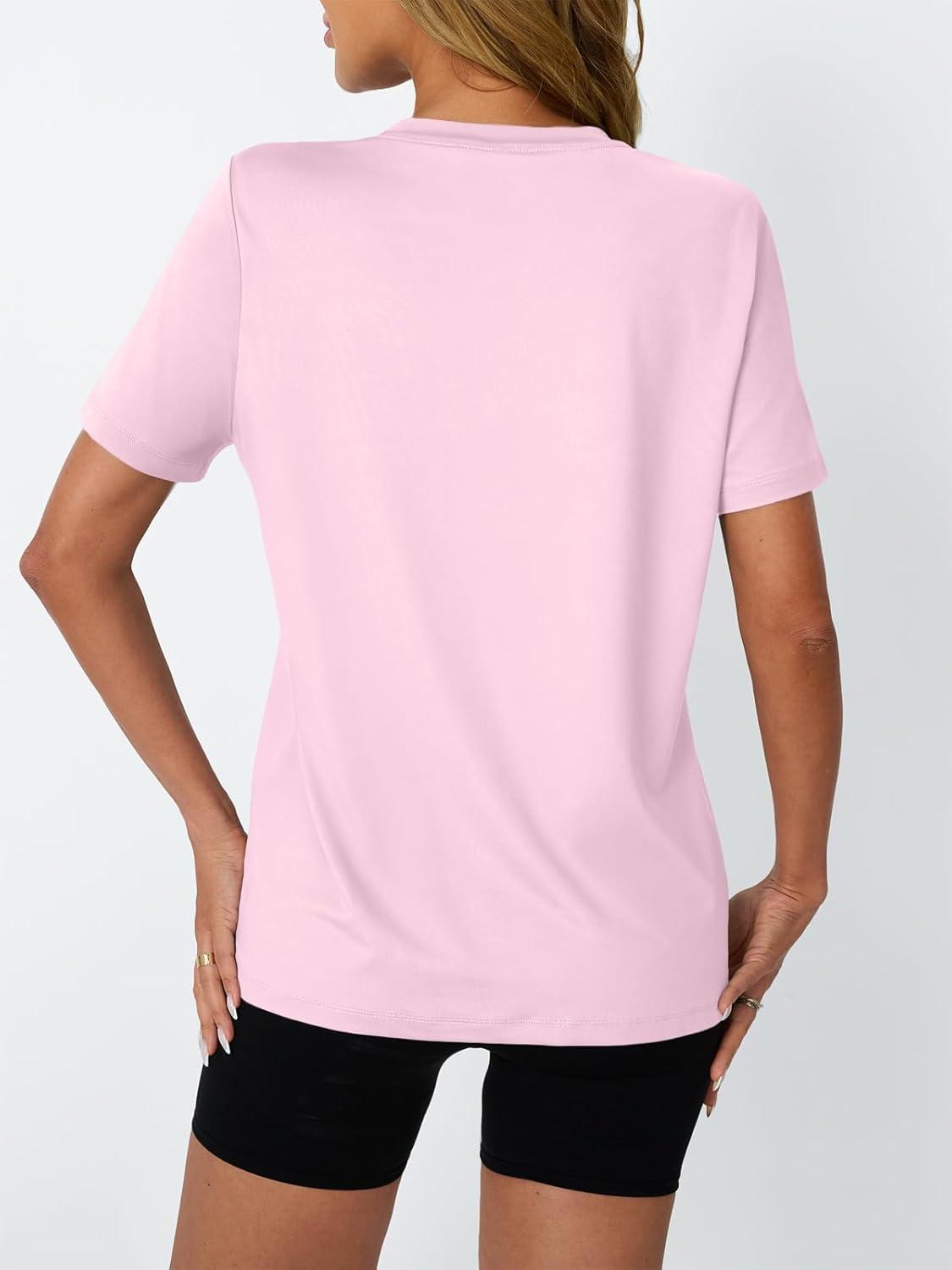 imageAUTOMET Womens Workout Tops Short Sleeve Gym Shirts Summer Athletic Yoga Tshirts Loose Fit Casual Clothes 2025Pink