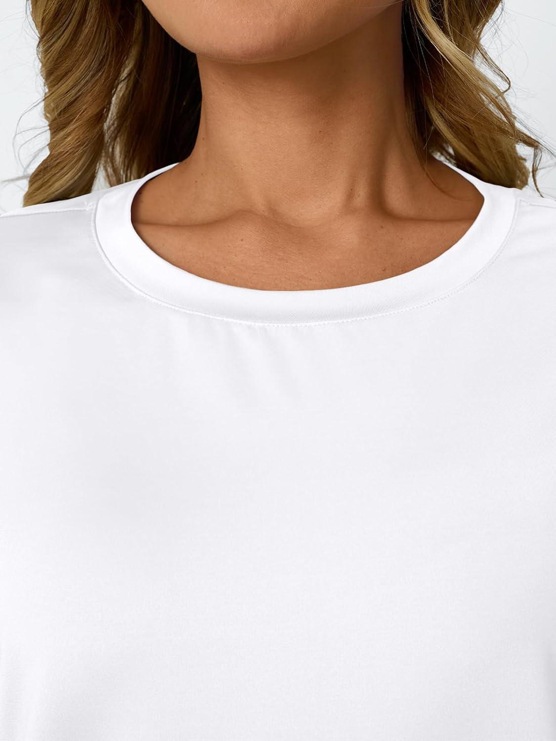 imageAUTOMET Womens Workout Tops Short Sleeve Gym Shirts Summer Athletic Yoga Tshirts Loose Fit Casual Clothes 2025White