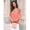 imageAUTOMET Womens Lace Tops Pleated Short Sleeve Shirts Summer Business Casual Dressy BlousesCoral