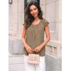 imageAUTOMET Womens Lace Tops Pleated Short Sleeve Shirts Summer Business Casual Dressy BlousesKhaki