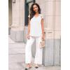 imageAUTOMET Womens Lace Tops Pleated Short Sleeve Shirts Summer Business Casual Dressy BlousesWhite