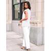imageAUTOMET Womens Lace Tops Pleated Short Sleeve Shirts Summer Business Casual Dressy BlousesWhite