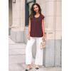 imageAUTOMET Womens Lace Tops Pleated Short Sleeve Shirts Summer Business Casual Dressy BlousesWine
