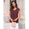imageAUTOMET Womens Lace Tops Pleated Short Sleeve Shirts Summer Business Casual Dressy BlousesWine
