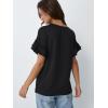 imageAUTOMET Womens Ruffle Short Sleeve Shirts Dressy Casual 2025 Summer Crewneck Cute Tops Trendy Outfits Fashion ClothesBlack