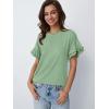 imageAUTOMET Womens Ruffle Short Sleeve Shirts Dressy Casual 2025 Summer Crewneck Cute Tops Trendy Outfits Fashion ClothesGreen