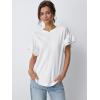 imageAUTOMET Womens Ruffle Short Sleeve Shirts Dressy Casual 2025 Summer Crewneck Cute Tops Trendy Outfits Fashion ClothesWhite
