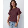 imageAUTOMET Womens Ruffle Short Sleeve Shirts Dressy Casual 2025 Summer Crewneck Cute Tops Trendy Outfits Fashion ClothesWine Red