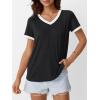 imageAUTOMET Womens Short Sleeve TShirts Summer Tops Casual Soft Tunic V Neck Basic Workout Clothes Spring Fashion Outfits 2025Black