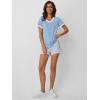 imageAUTOMET Womens Short Sleeve TShirts Summer Tops Casual Soft Tunic V Neck Basic Workout Clothes Spring Fashion Outfits 2025Blue