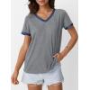 imageAUTOMET Womens Short Sleeve TShirts Summer Tops Casual Soft Tunic V Neck Basic Workout Clothes Spring Fashion Outfits 2025Bluegrey