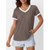 imageAUTOMET Womens Short Sleeve TShirts Summer Tops Casual Soft Tunic V Neck Basic Workout Clothes Spring Fashion Outfits 2025Coffee