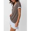 imageAUTOMET Womens Short Sleeve TShirts Summer Tops Casual Soft Tunic V Neck Basic Workout Clothes Spring Fashion Outfits 2025Coffee