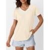 imageAUTOMET Womens Short Sleeve TShirts Summer Tops Casual Soft Tunic V Neck Basic Workout Clothes Spring Fashion Outfits 2025Cream
