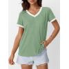 imageAUTOMET Womens Short Sleeve TShirts Summer Tops Casual Soft Tunic V Neck Basic Workout Clothes Spring Fashion Outfits 2025Green