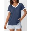 imageAUTOMET Womens Short Sleeve TShirts Summer Tops Casual Soft Tunic V Neck Basic Workout Clothes Spring Fashion Outfits 2025Navy
