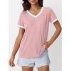 imageAUTOMET Womens Short Sleeve TShirts Summer Tops Casual Soft Tunic V Neck Basic Workout Clothes Spring Fashion Outfits 2025Pink