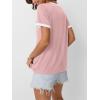 imageAUTOMET Womens Short Sleeve TShirts Summer Tops Casual Soft Tunic V Neck Basic Workout Clothes Spring Fashion Outfits 2025Pink