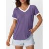 imageAUTOMET Womens Short Sleeve TShirts Summer Tops Casual Soft Tunic V Neck Basic Workout Clothes Spring Fashion Outfits 2025Purple