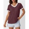 imageAUTOMET Womens Short Sleeve TShirts Summer Tops Casual Soft Tunic V Neck Basic Workout Clothes Spring Fashion Outfits 2025Winered