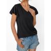 imageAUTOMET Womens Short Sleeve TShirts V Neck Tops Summer Fashion Dressy Casual Basic Ruffle Blouse Soft 2025 Spring ClothesBlack