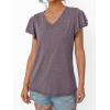 imageAUTOMET Womens Short Sleeve TShirts V Neck Tops Summer Fashion Dressy Casual Basic Ruffle Blouse Soft 2025 Spring ClothesRosetaupe