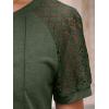 imageAUTOMET Womens T Shirts Lace Tops Fashion Short Sleeve Trendy Business Casual Dressy Knitted Summer Clothes 2025Army Green